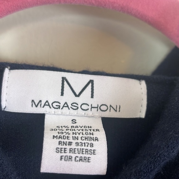 Magaschoni Sweater Women Size Small Navy Blue Drawstring Hoodie Long Sleeve - Picture 5 of 7